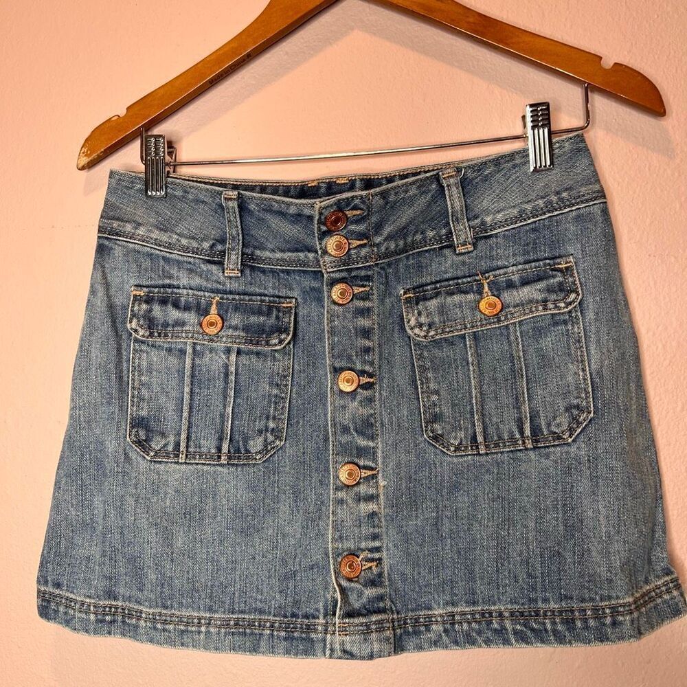 Abercrombie & Fitch Skirt Size 00 Y2K  Denim Micro Mini Denim W/pockets